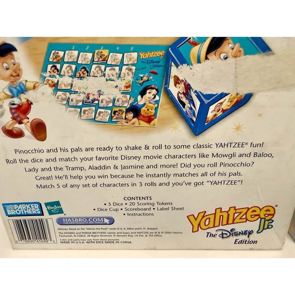 Yahtzee Jr Disney Edition Parker Brothers Kids Board Game